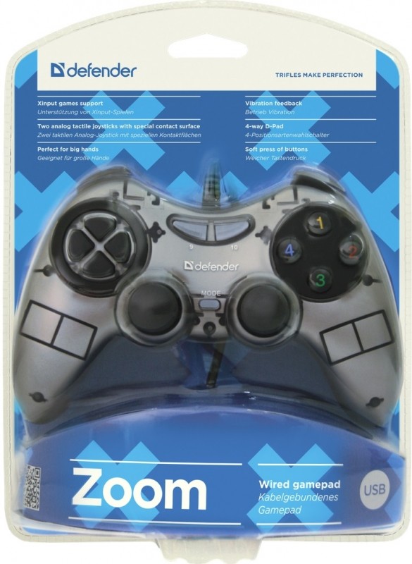 картинка Геймпад Defender  Zoom USB Xinput (виброотдача/10 кнопок/USB) АС