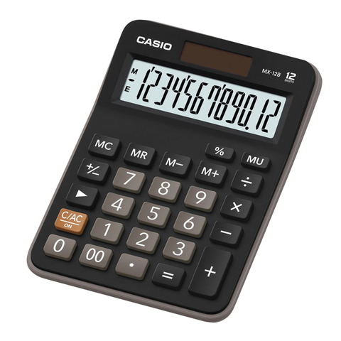 картинка Калькулятор Casio MX-12B (12 разрядов, двойное питание, черный) АС
