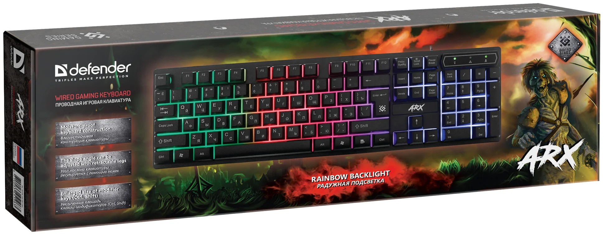 картинка Клавиатура игровая Defender Arx GK-196L (USB/радужный) АС