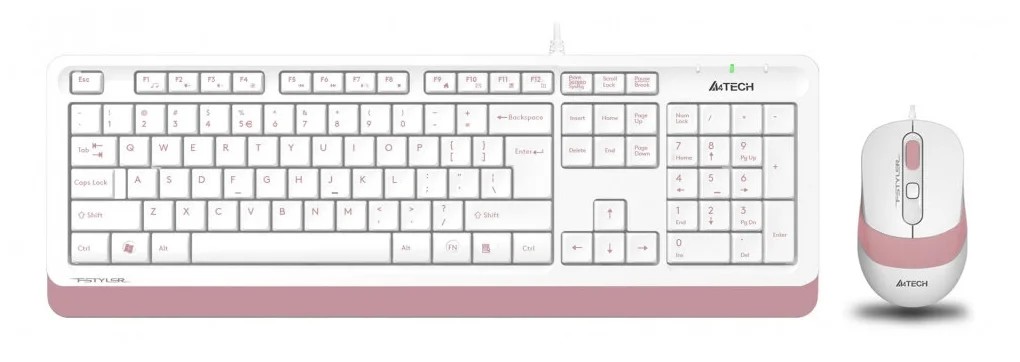 картинка Комплект клавиатура+мышь A4 Fstyer F1010 (White/Pink, USB) АС