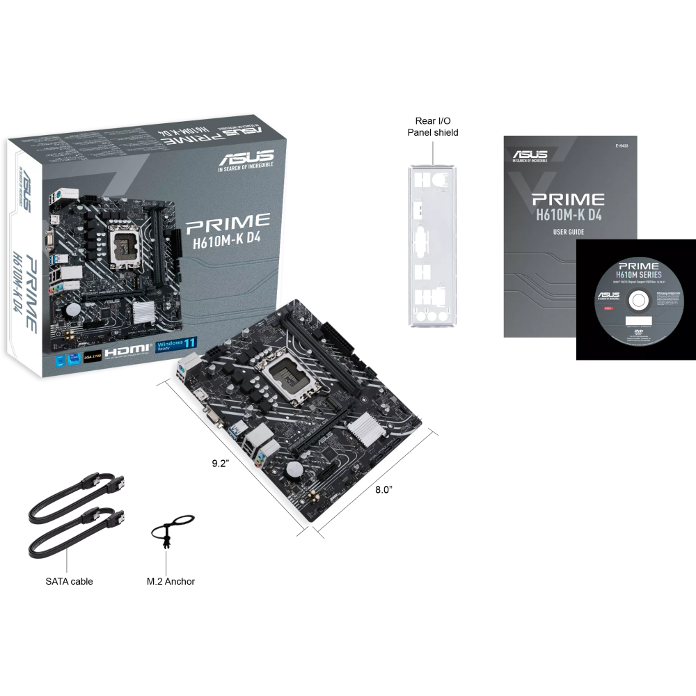 картинка Asus PRIME H610M-K D4 (1700/H610/2DDR4-3200-64Gb/HDMI/D-Sub/4xSATA3/2xUSB3.0/GbLAN/mATX) АС