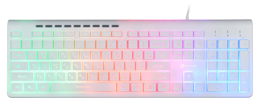 картинка Клавиатура Oklick 490ML White Multimedia, Slim, USB АС