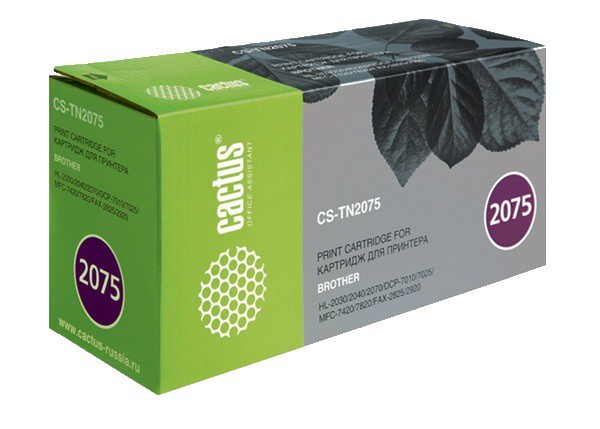 картинка Картридж совместимый Brother TN-2075 для HL-2030/2040R/2070NR/DCP-7010R/7025R/MFC-7420R/7820RN/FAX-2920R/2825 (2500 стр.) Cactus АС