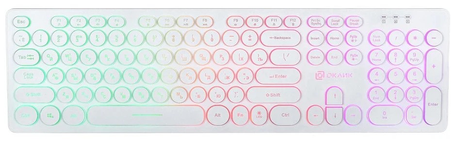 картинка Клавиатура Oklick 420MRL White Multimedia, Slim, USB АС