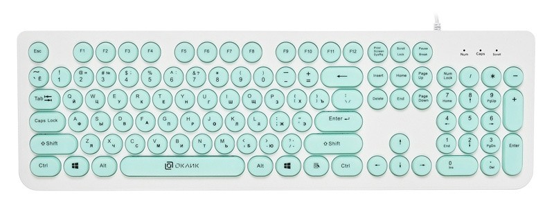 картинка Клавиатура Oklick 400MR White/Minty Multimedia, Slim, USB АС