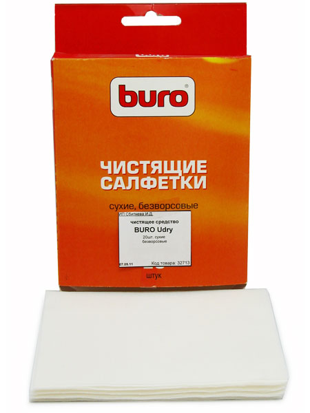 картинка Салфетки чистящие BURO сухие, безворсовые, 20 шт АС