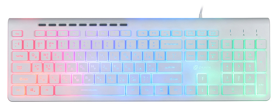 картинка Клавиатура Oklick 490ML White Multimedia, Slim, USB АС