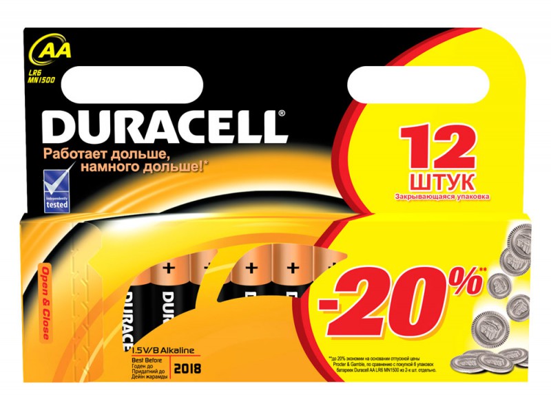картинка Батарея AA Duracell Basic LR6 (12 штук) АС