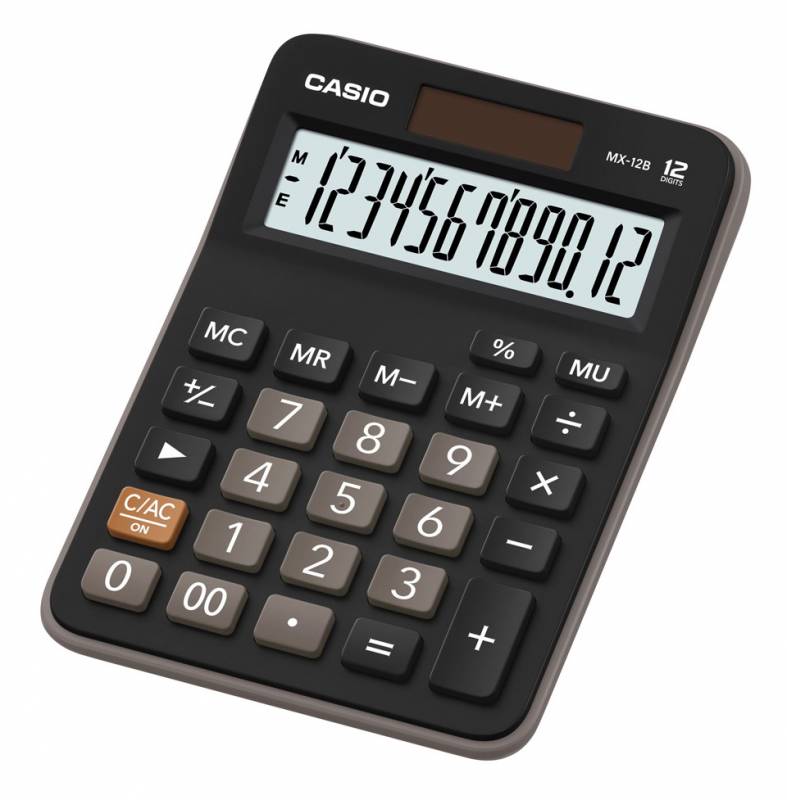 картинка Калькулятор Casio MX-12B (12 разрядов, двойное питание, черный) АС