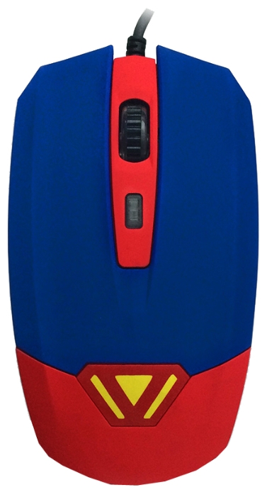 картинка Мышь CBR CM-833 Superman (оптическая, 3200dpi, 4 режима вибро, USB, синий/красный) АС