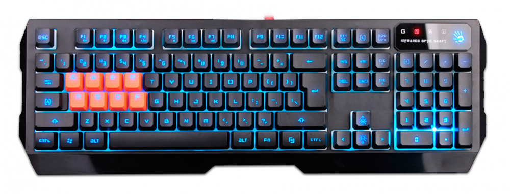 картинка Клавиатура A4Tech Bloody B188 (подсветка, black, USB + USB-порт) АС