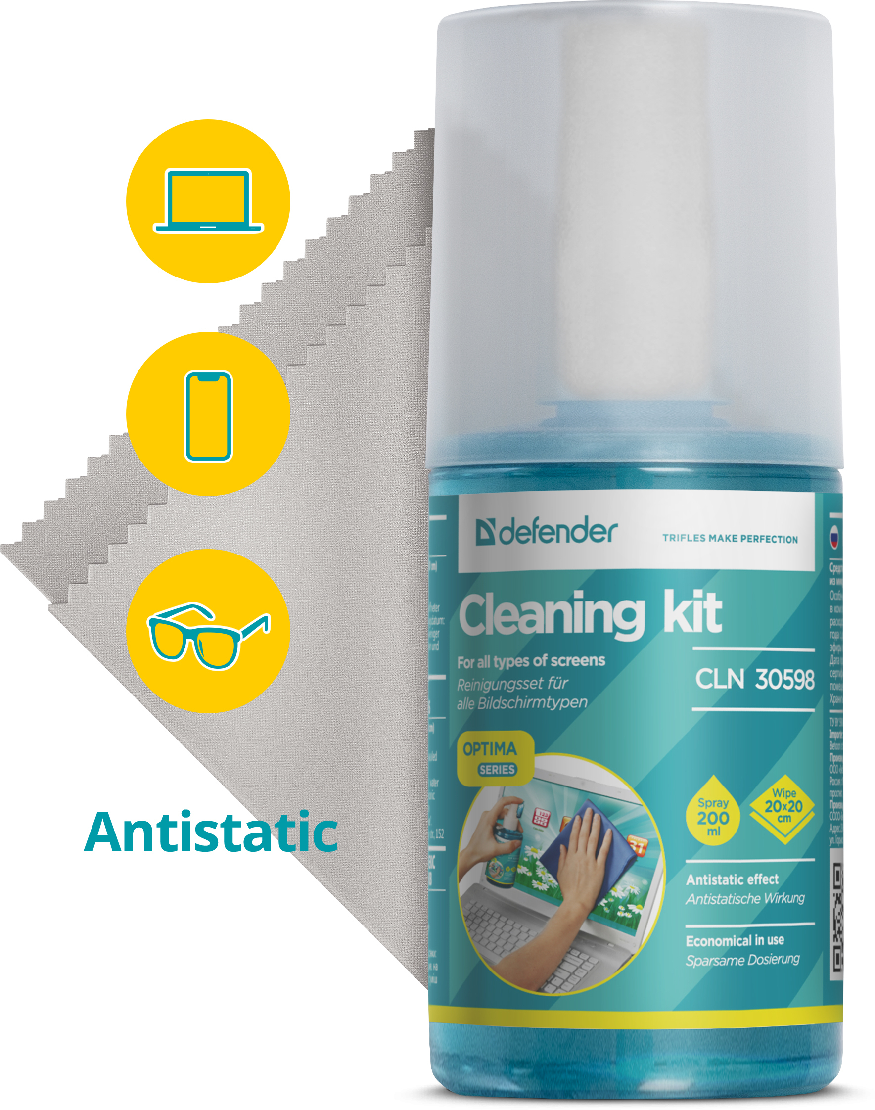 картинка Набор чистящий Defender Optima  200мл+микрофибра CLN 30598 АС