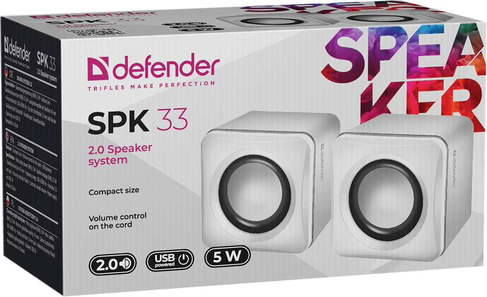 картинка Defender SPK 33 (2x2.5W, USB, white) АС