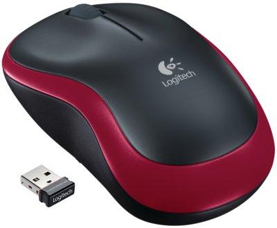 картинка Мышь беспроводная Logitech Wireless Mouse M185 Nano (для ноутбука, red) АС