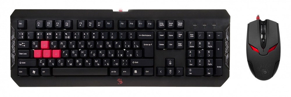 картинка Комплект клавиатура+мышь A4 Bloody Q1100 (black/red, USB) АС